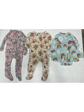 Posh Peanut+ Mud Pie Size 3-6 Mo LOT Of 3 Baby Bamboo Sleepers Zippy Dress